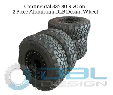 Continental 335-80R20 on 2 Piece Aluminum DBL Design Wheel